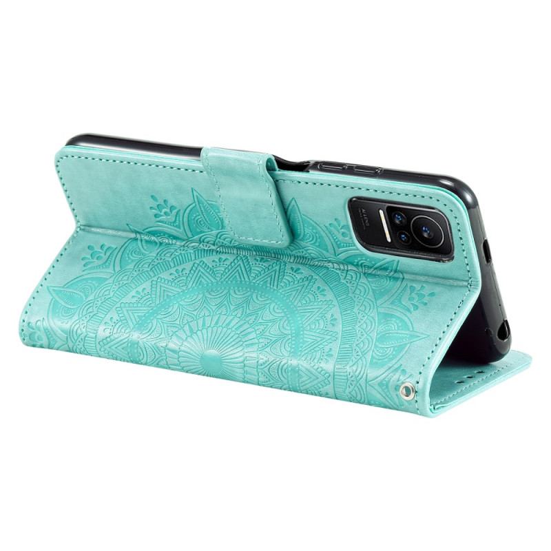 Capa De Couro Para Xiaomi 13 Lite Mandala Sol Com Cordão