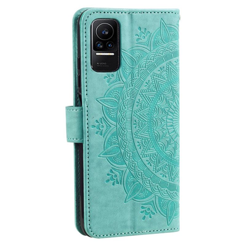 Capa De Couro Para Xiaomi 13 Lite Mandala Sol Com Cordão