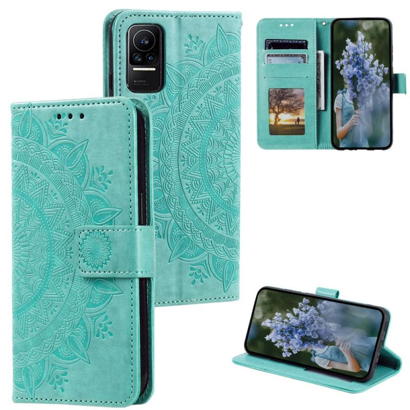 Capa De Couro Para Xiaomi 13 Lite Mandala Sol Com Cordão