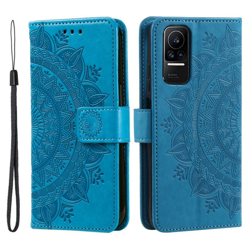 Capa De Couro Para Xiaomi 13 Lite Mandala Sol Com Cordão