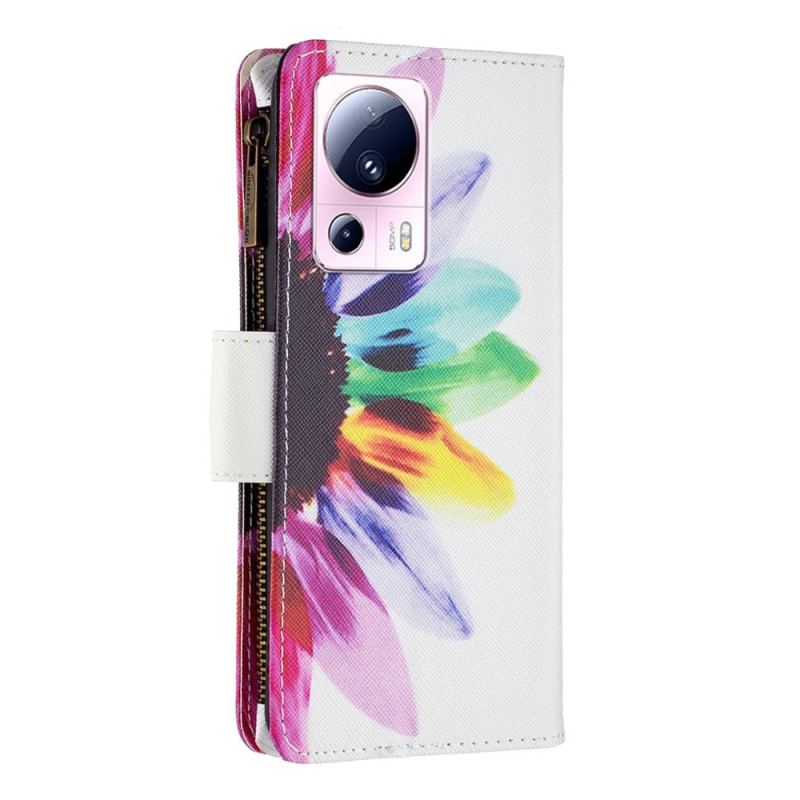 Capa De Couro Para Xiaomi 13 Lite Capa Tipo Carteira Carteira De Flores