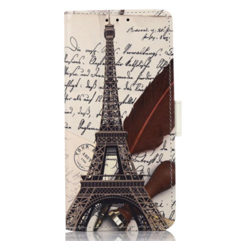 Capa De Couro Para Xiaomi 13 Lite Torre Eiffel Do Poeta