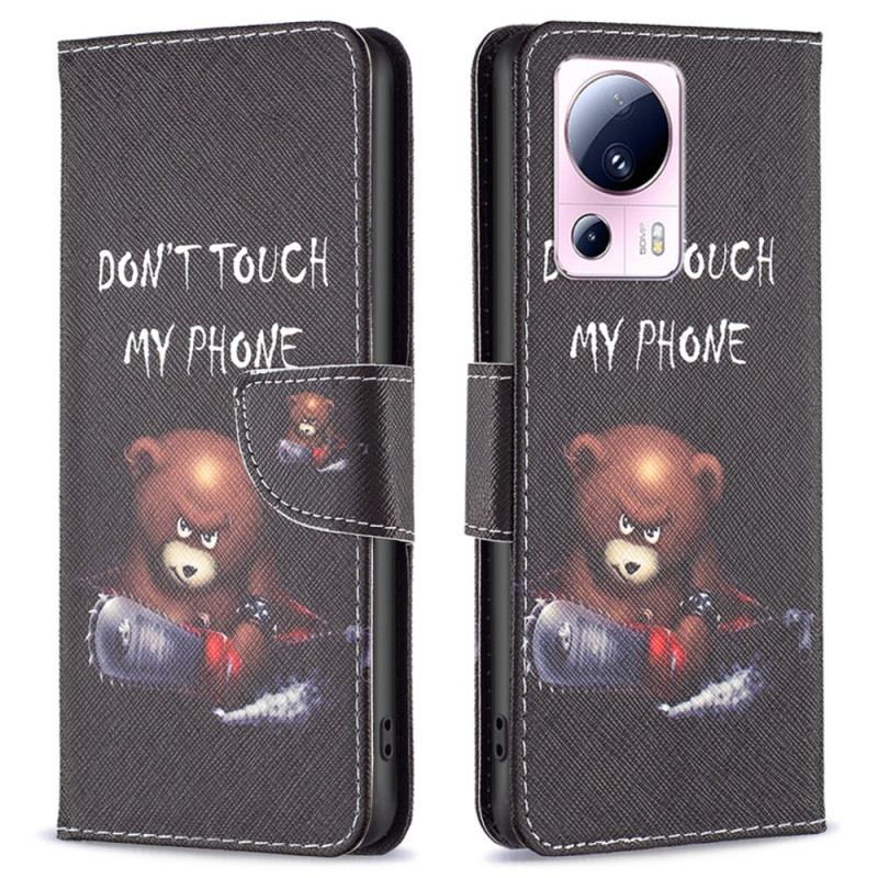 Capa De Couro Para Xiaomi 13 Lite Urso Perigoso