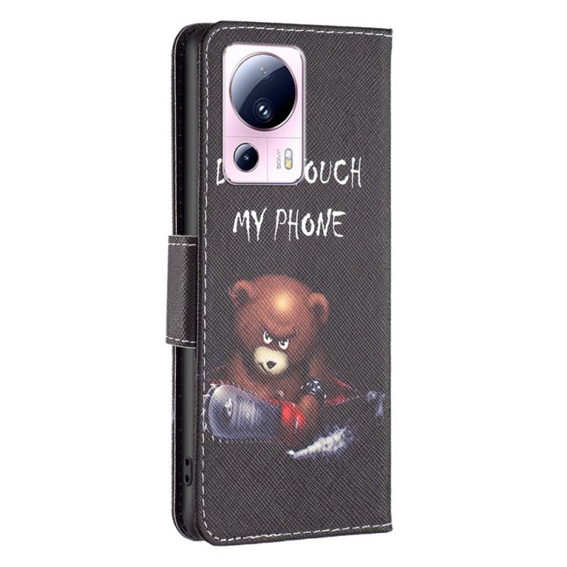 Capa De Couro Para Xiaomi 13 Lite Urso Perigoso