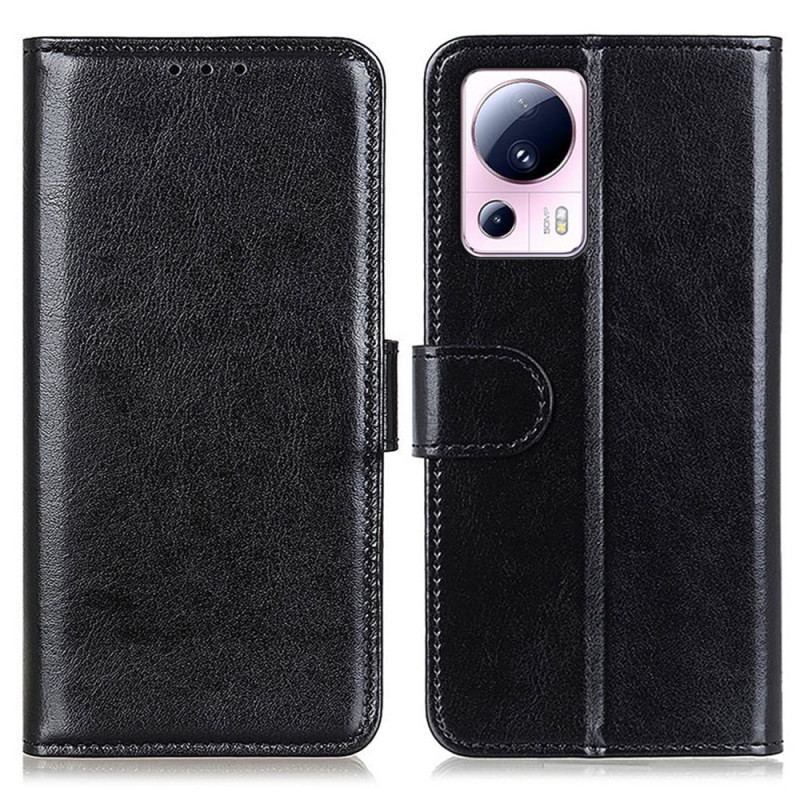 Capa Flip Para Xiaomi 13 Lite Couro Envernizado Falso