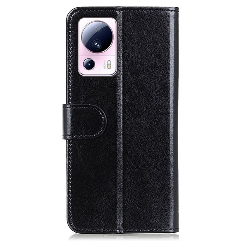 Capa Flip Para Xiaomi 13 Lite Couro Envernizado Falso