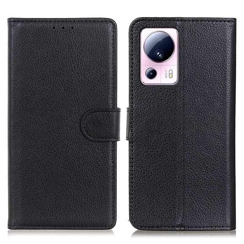 Capa Flip Para Xiaomi 13 Lite Couro Falso Tradicional