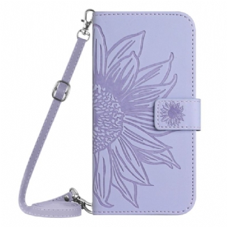 Capa Flip Para Xiaomi 13 Lite Flor Com Alça De Ombro