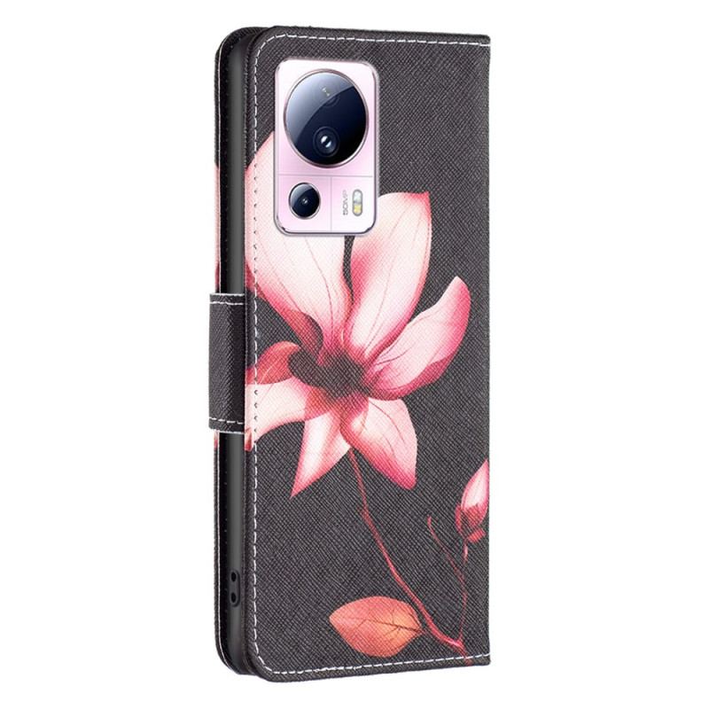 Capa Flip Para Xiaomi 13 Lite Flor Rosa