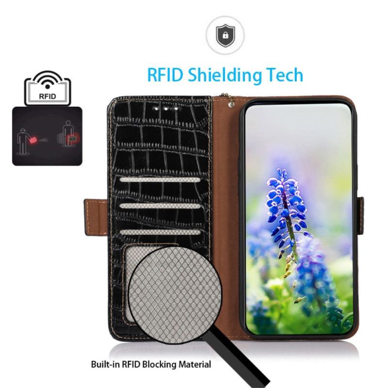 Capa Flip Para Xiaomi 13 Lite Rfid Estilo Crocodilo