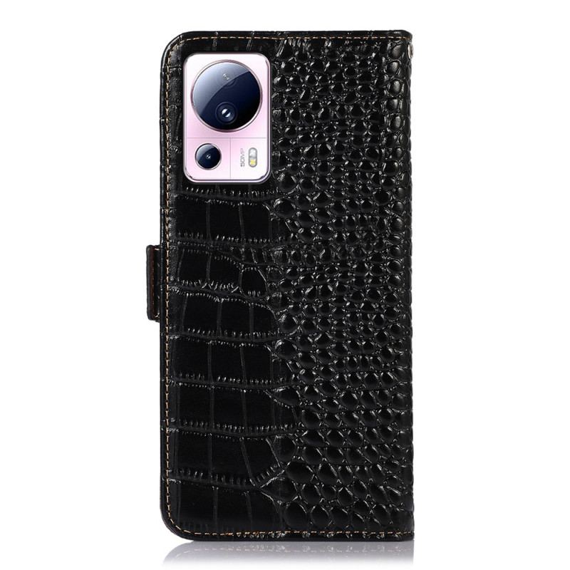 Capa Flip Para Xiaomi 13 Lite Rfid Estilo Crocodilo