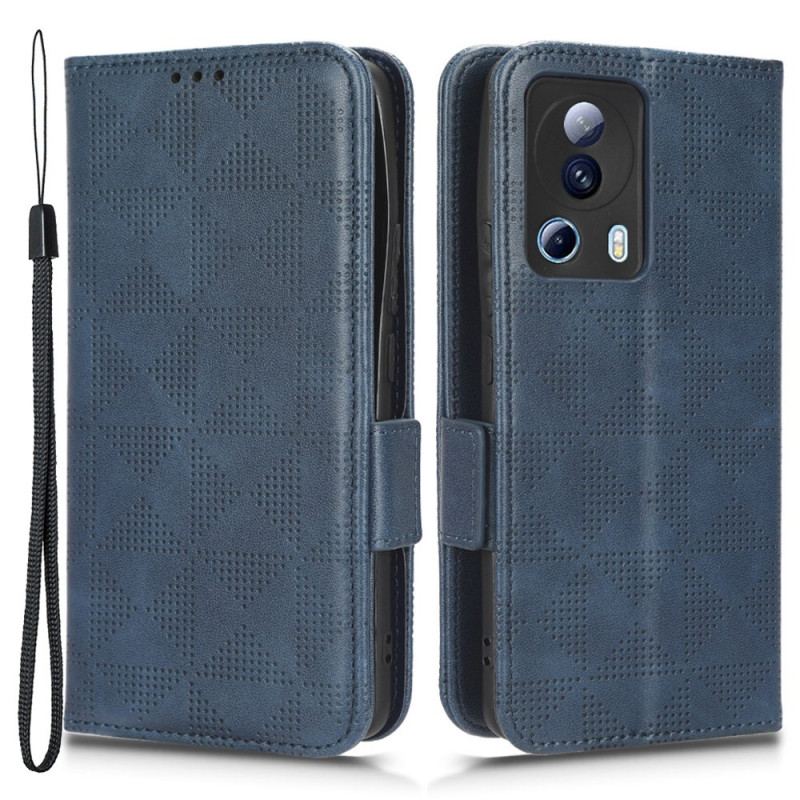 Capa Flip Para Xiaomi 13 Lite Triângulos Com Cordão