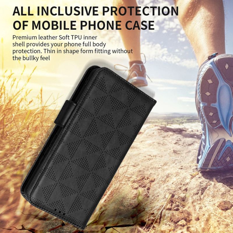 Capa Flip Para Xiaomi 13 Lite Triângulos Com Cordão