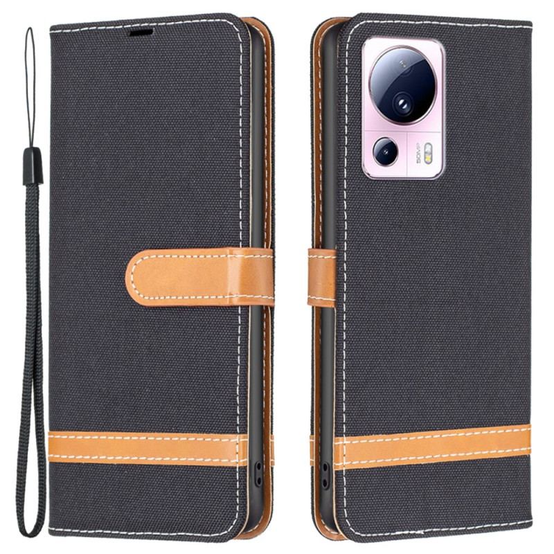 Capa Folio Para Xiaomi 13 Lite De Cordão Tecido De Alça