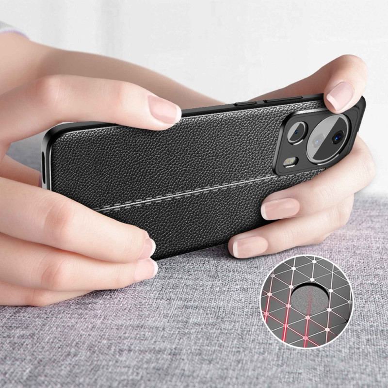 Capa Para Xiaomi 13 Lite Linha Dupla Efeito Couro Litchi