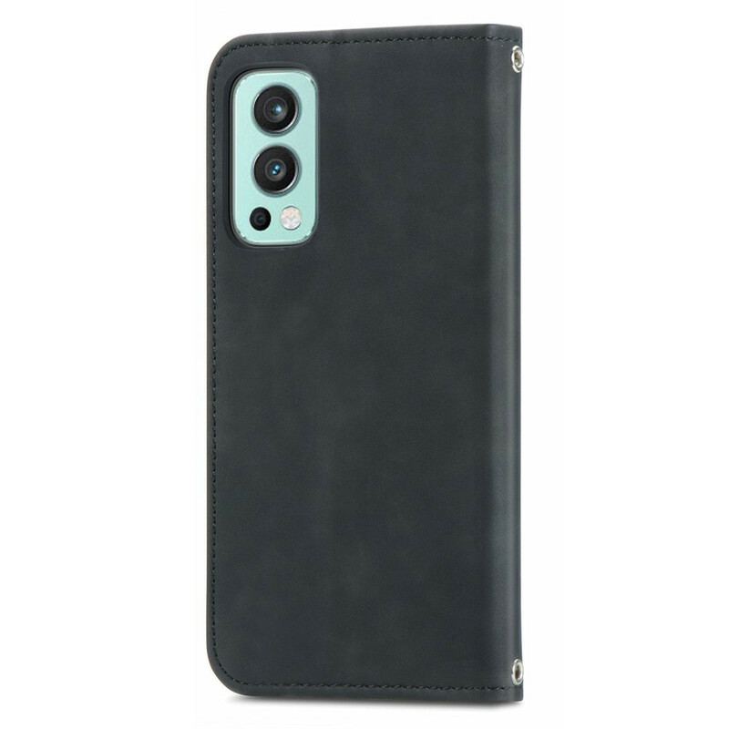 Capa De Celular Para OnePlus Nord 2 5G Flip Design De Toque De Pele