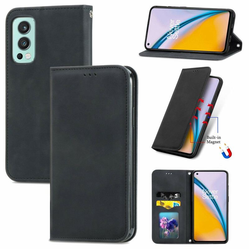 Capa De Celular Para OnePlus Nord 2 5G Flip Design De Toque De Pele