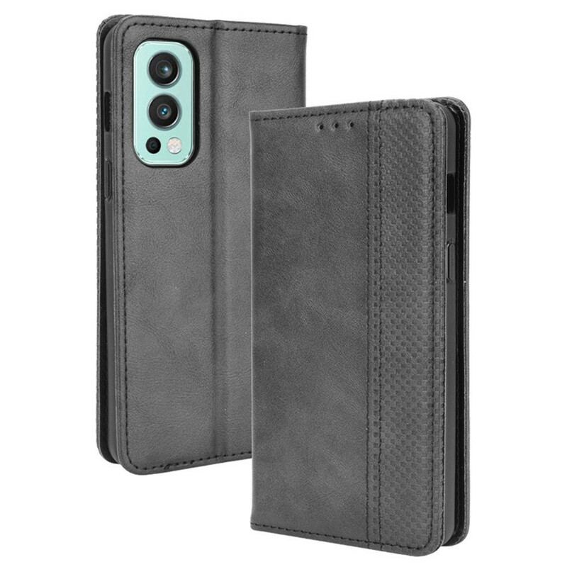 Capa De Celular Para OnePlus Nord 2 5G Flip Efeito Couro Vintage Estilizado