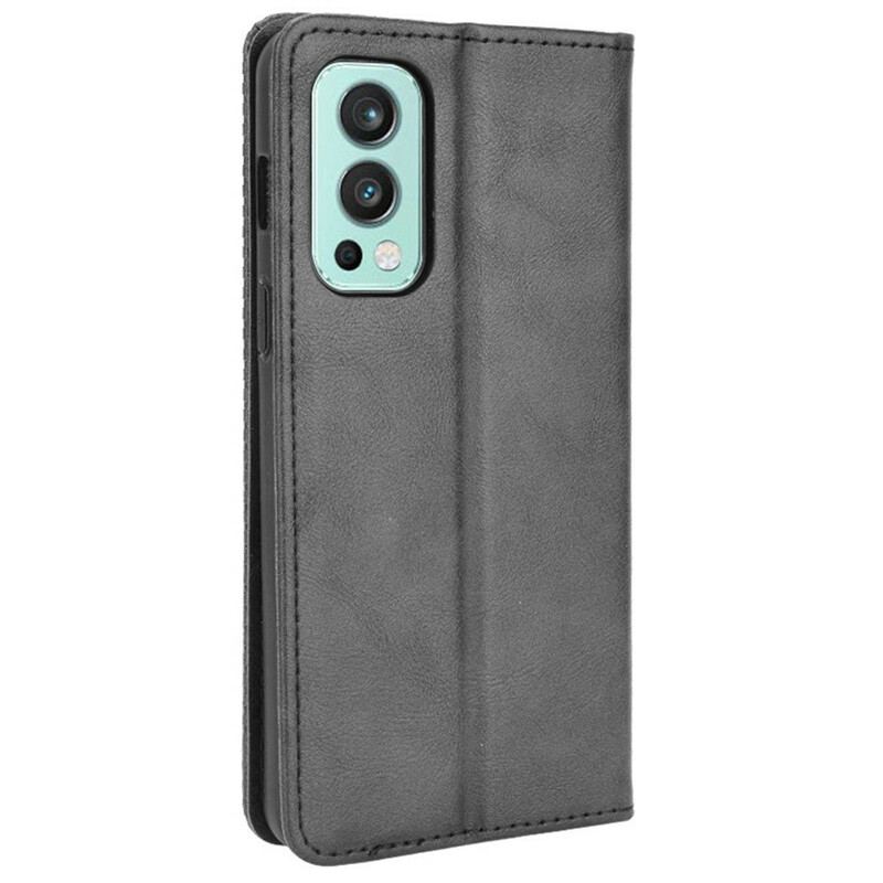 Capa De Celular Para OnePlus Nord 2 5G Flip Efeito Couro Vintage Estilizado