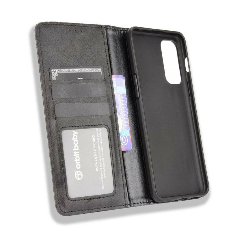 Capa De Celular Para OnePlus Nord 2 5G Flip Efeito Couro Vintage Estilizado