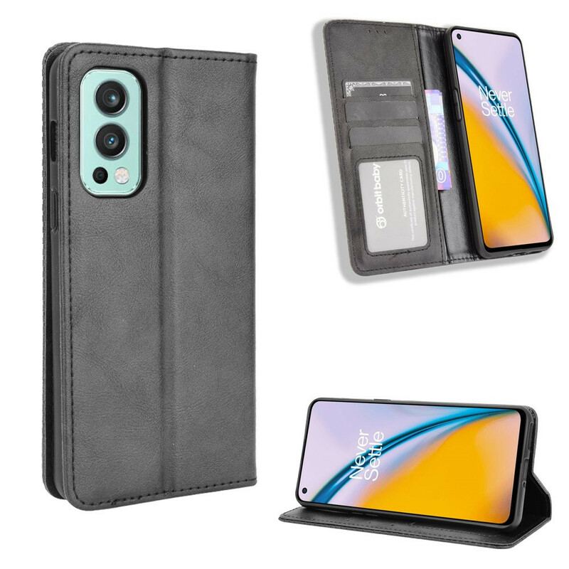 Capa De Celular Para OnePlus Nord 2 5G Flip Efeito Couro Vintage Estilizado