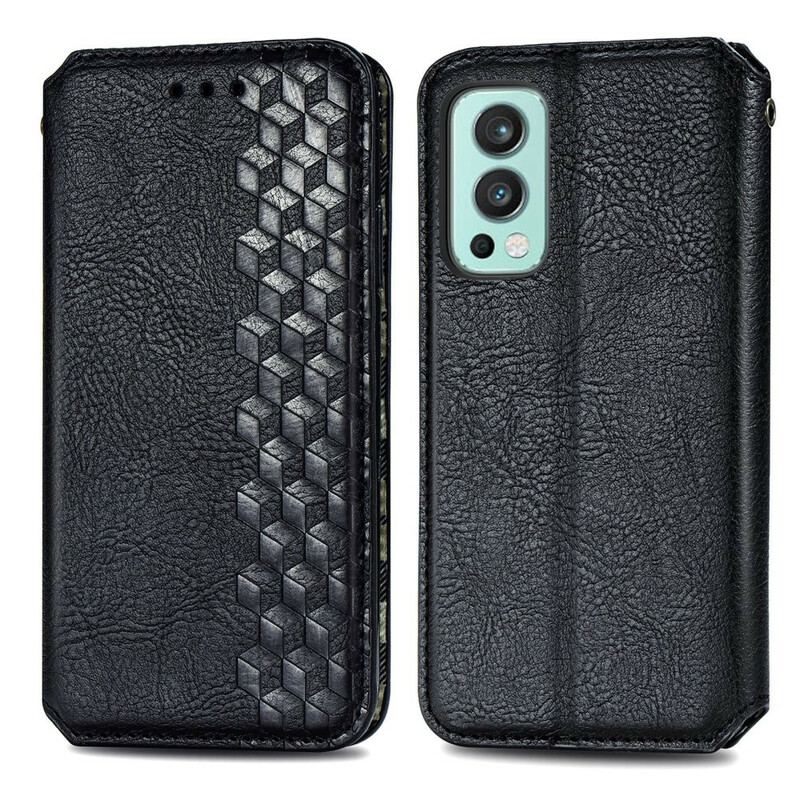 Capa De Celular Para OnePlus Nord 2 5G Flip Textura Diamante Efeito Couro