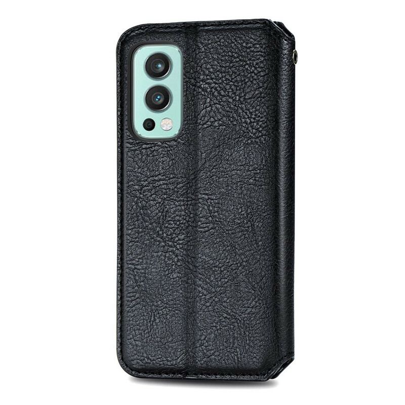 Capa De Celular Para OnePlus Nord 2 5G Flip Textura Diamante Efeito Couro