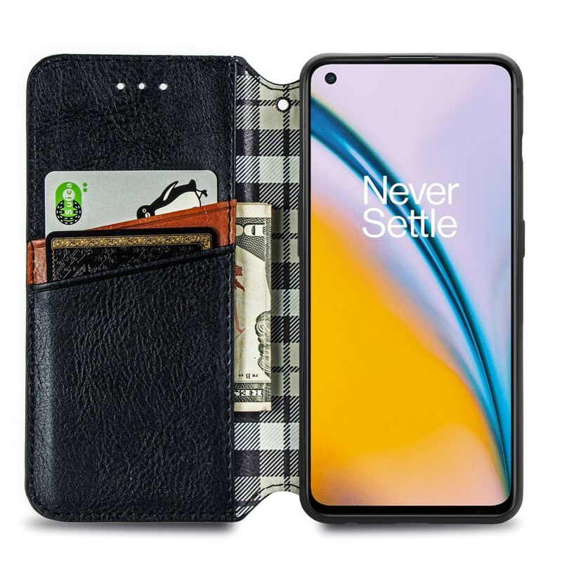 Capa De Celular Para OnePlus Nord 2 5G Flip Textura Diamante Efeito Couro