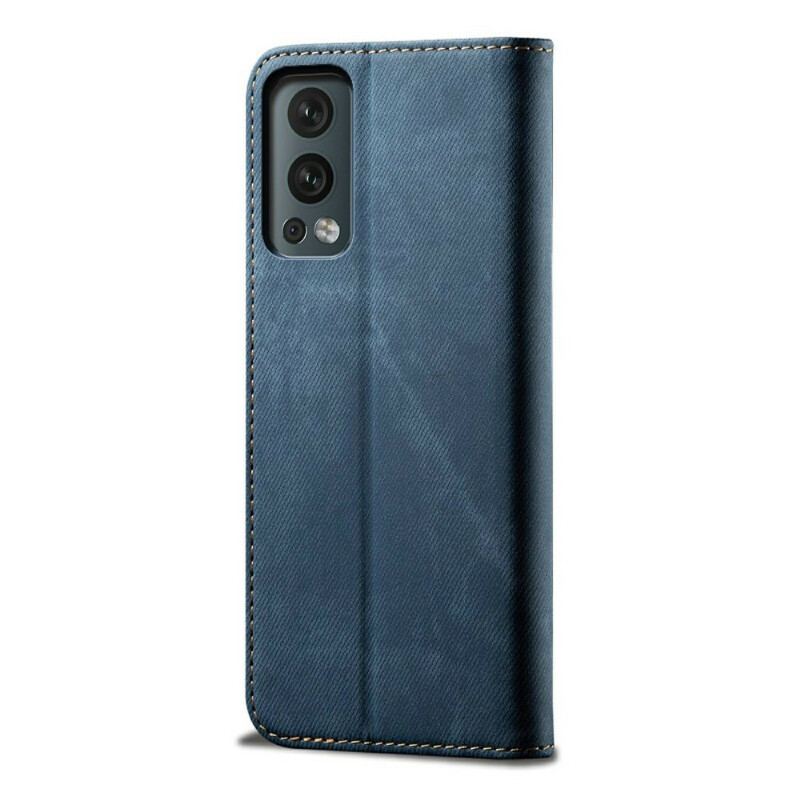 Capa De Celular Para OnePlus Nord 2 5G Flip Textura De Jeans De Couro Sintético