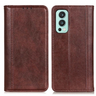 Capa De Celular Para OnePlus Nord 2 5G Flip Versão Couro Rachado Lichia