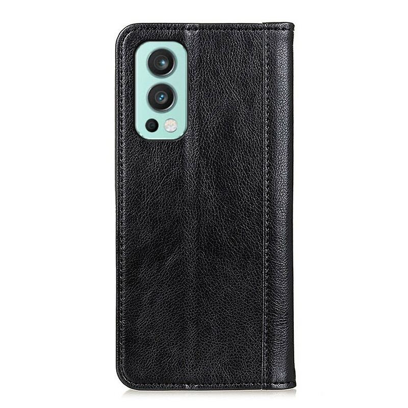 Capa De Celular Para OnePlus Nord 2 5G Flip Versão Couro Rachado Lichia