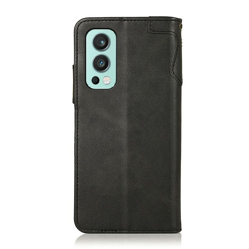 Capa De Couro Para OnePlus Nord 2 5G Botão De Couro Falso Khazneh