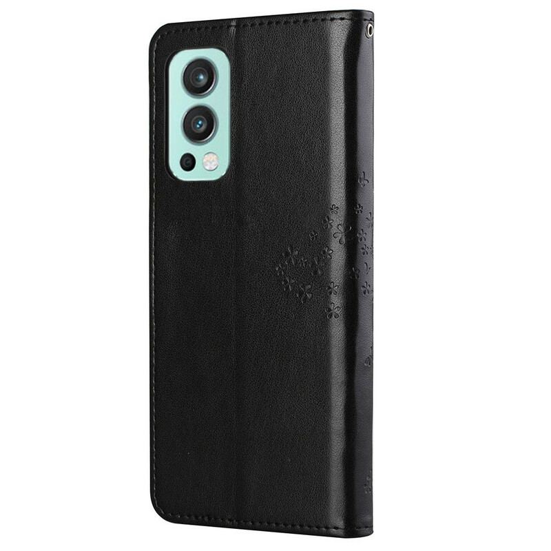 Capa De Couro Para OnePlus Nord 2 5G De Cordão Tanga E Corujas