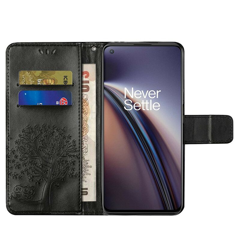 Capa De Couro Para OnePlus Nord 2 5G De Cordão Tanga E Corujas