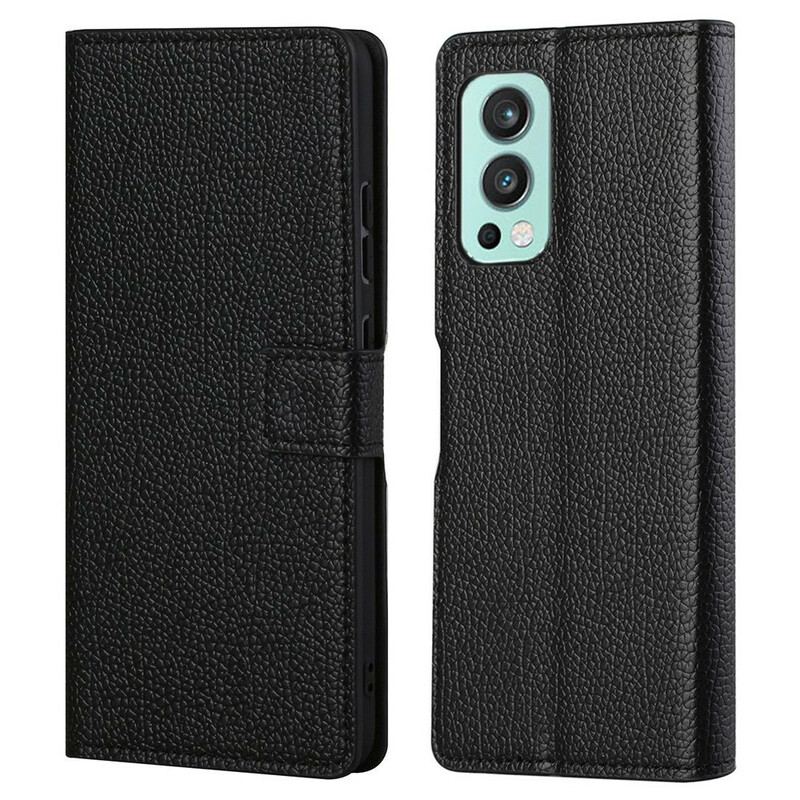 Capa De Couro Para OnePlus Nord 2 5G Efeito De Couro Granulado De Lichia