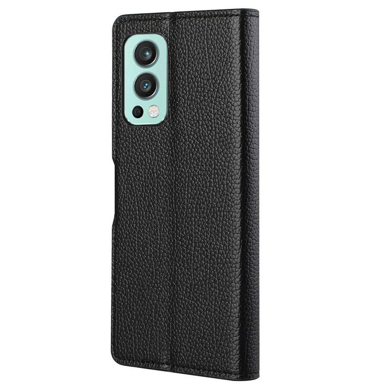 Capa De Couro Para OnePlus Nord 2 5G Efeito De Couro Granulado De Lichia