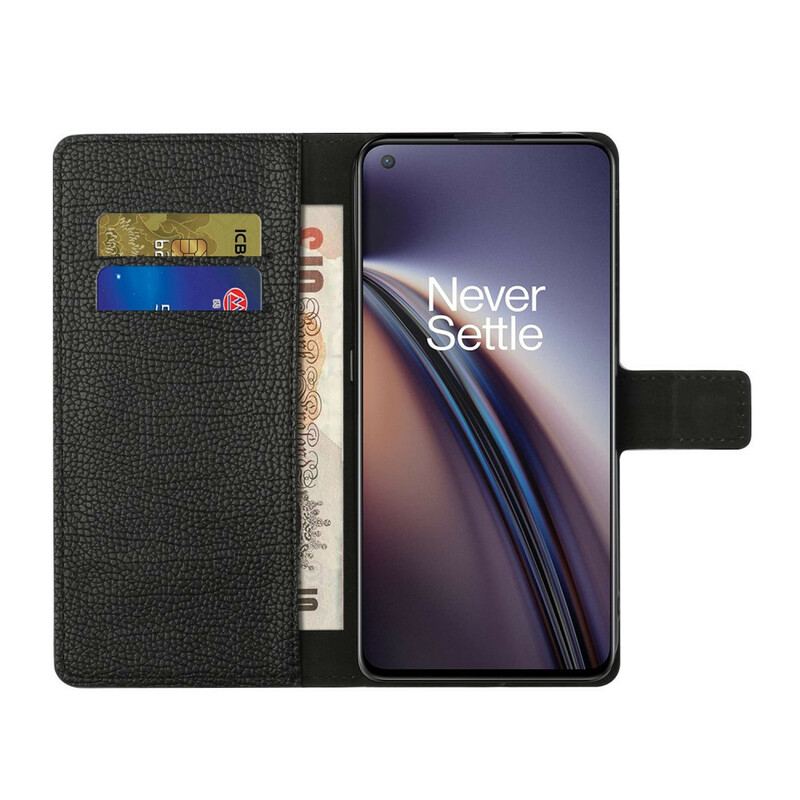 Capa De Couro Para OnePlus Nord 2 5G Efeito De Couro Granulado De Lichia