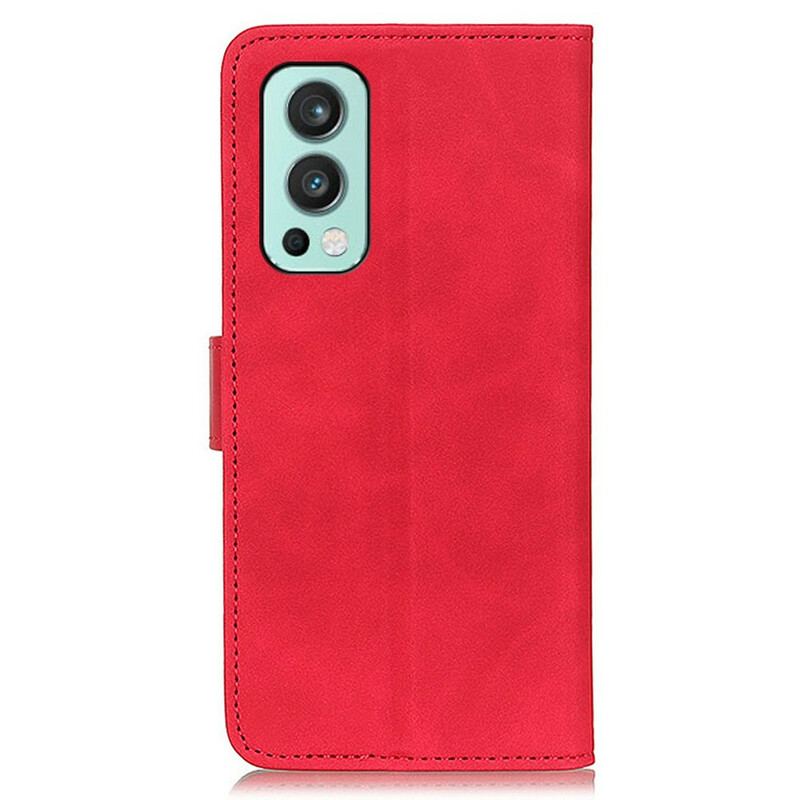 Capa De Couro Para OnePlus Nord 2 5G Efeito Couro Vintage Fosco Khazneh