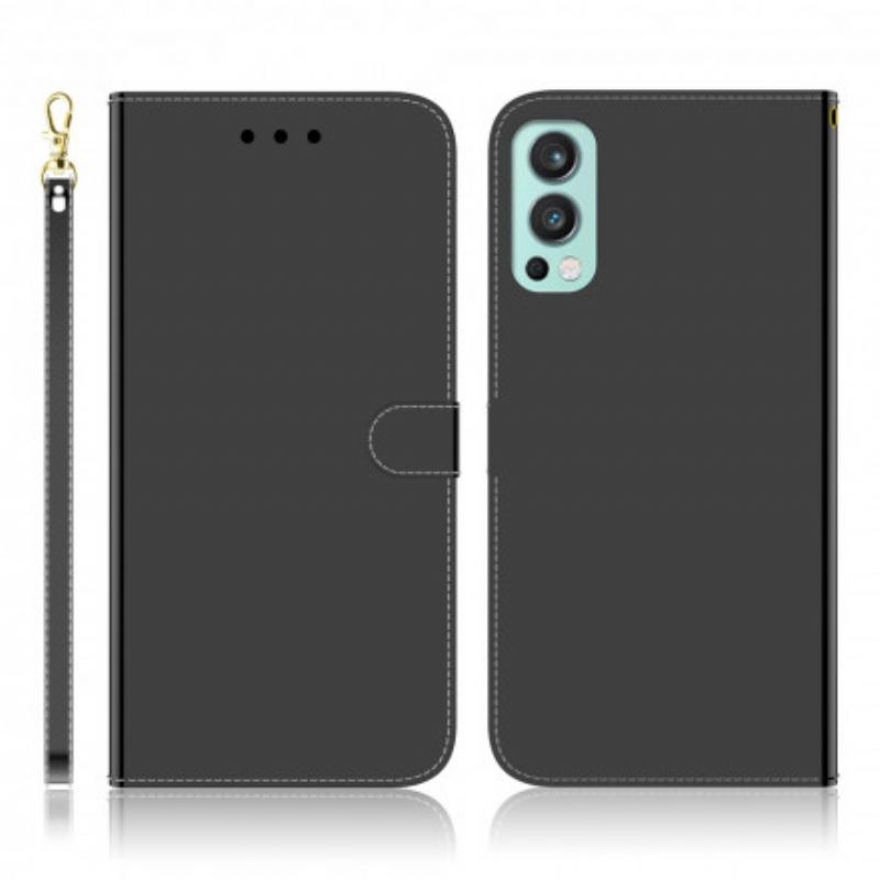 Capa De Couro Para OnePlus Nord 2 5G Capa De Espelho De Couro Sintético