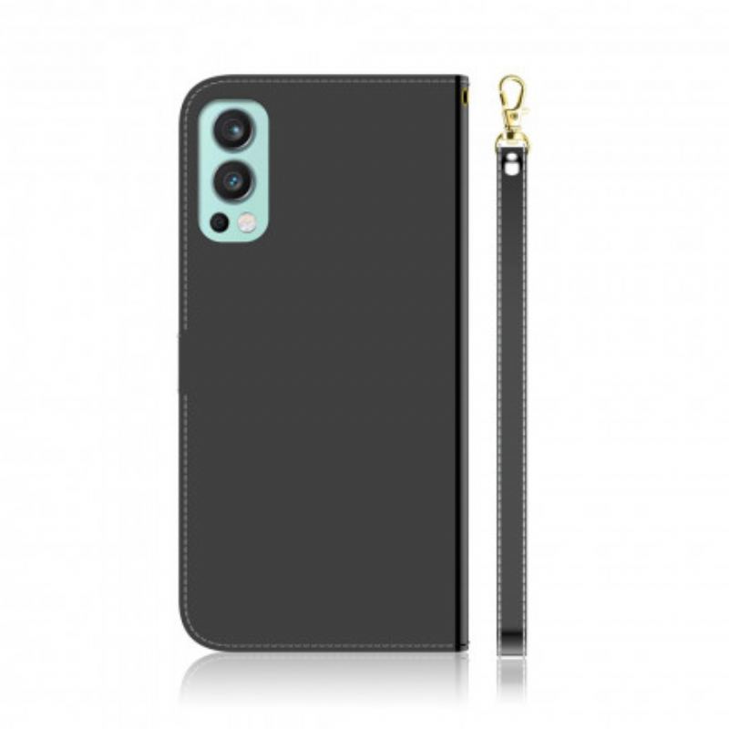 Capa De Couro Para OnePlus Nord 2 5G Capa De Espelho De Couro Sintético