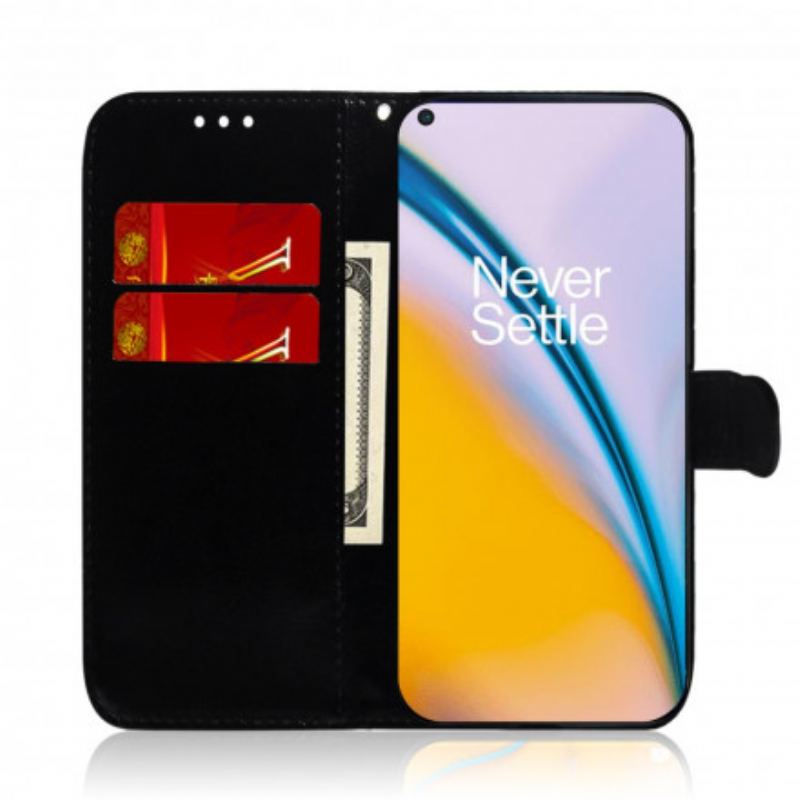 Capa De Couro Para OnePlus Nord 2 5G Capa De Espelho De Couro Sintético