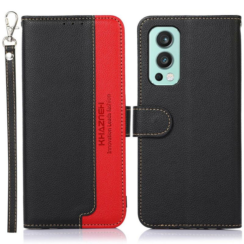 Capa De Couro Para OnePlus Nord 2 5G Estilo Lichia Rfid Khazneh