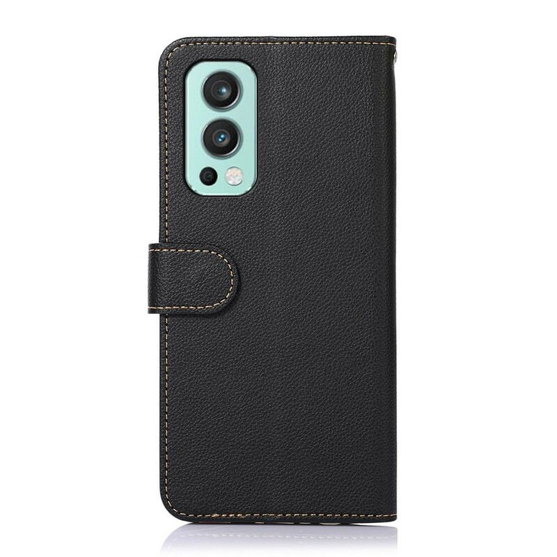 Capa De Couro Para OnePlus Nord 2 5G Estilo Lichia Rfid Khazneh