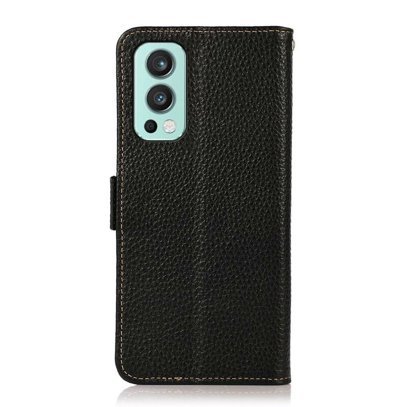 Capa De Couro Para OnePlus Nord 2 5G Khazneh Lichia Couro