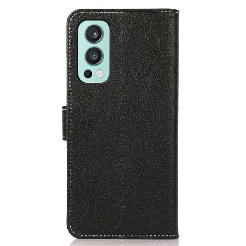 Capa De Couro Para OnePlus Nord 2 5G Couro Lichia Com Costura