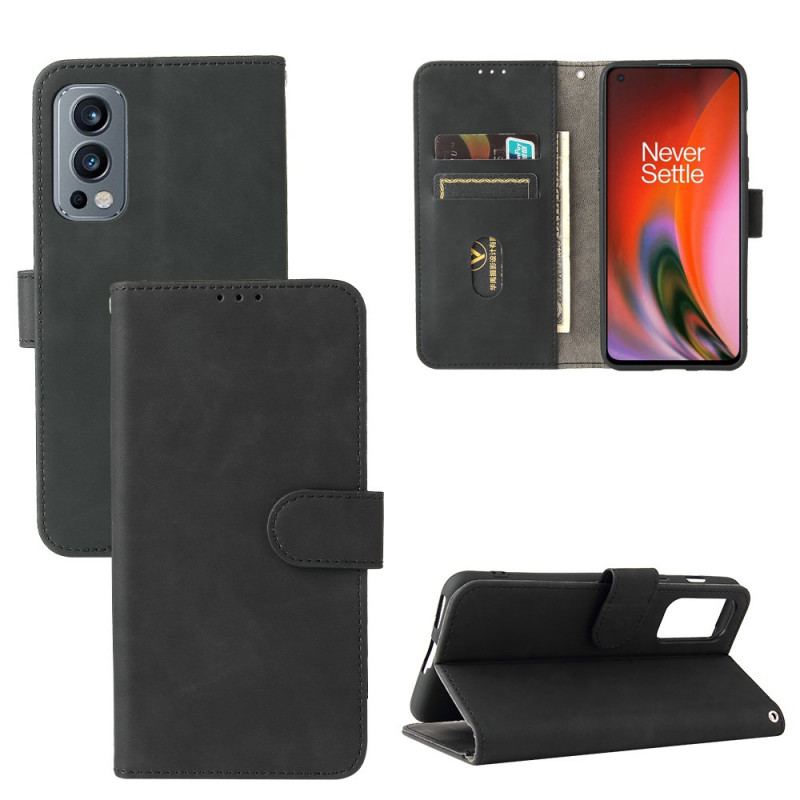 Capa De Couro Para OnePlus Nord 2 5G Toque De Pele