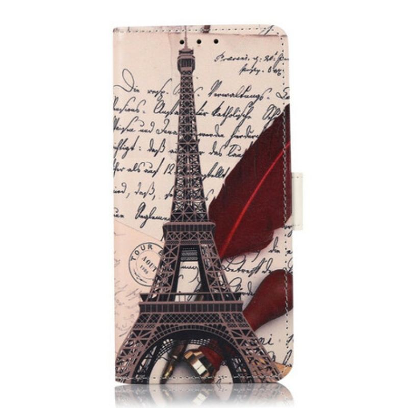 Capa De Couro Para OnePlus Nord 2 5G Torre Eiffel Do Poeta