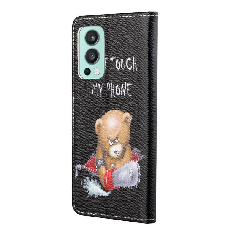 Capa De Couro Para OnePlus Nord 2 5G Urso Perigoso