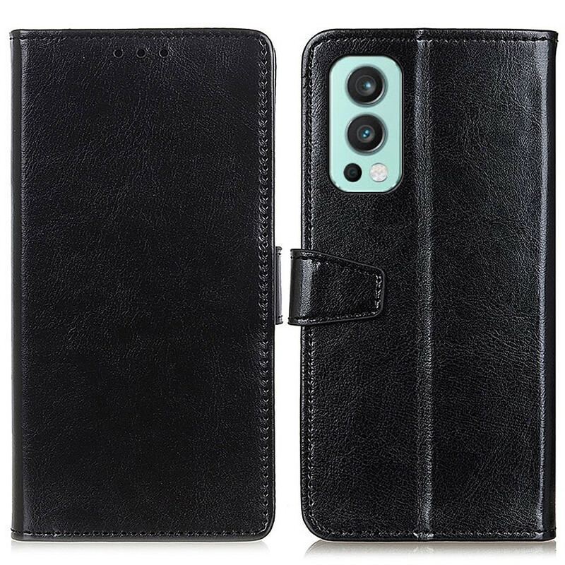 Capa Em Pele Para OnePlus Nord 2 5G Efeito Couro Brilhante Simples