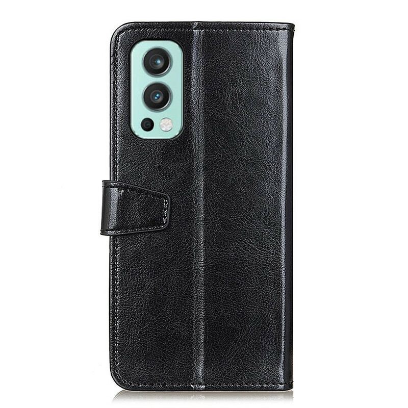 Capa Em Pele Para OnePlus Nord 2 5G Efeito Couro Brilhante Simples